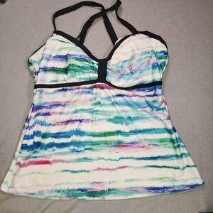 Next Tankini Swim Top‎ NE66297M 36 B/C Multicolor Watercolor Rainbow